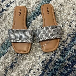 Torrid size 7W rhinestone sandals NWT